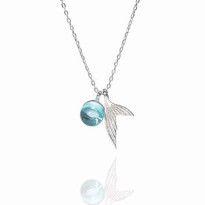 Mermaid tears 925 silver necklace female